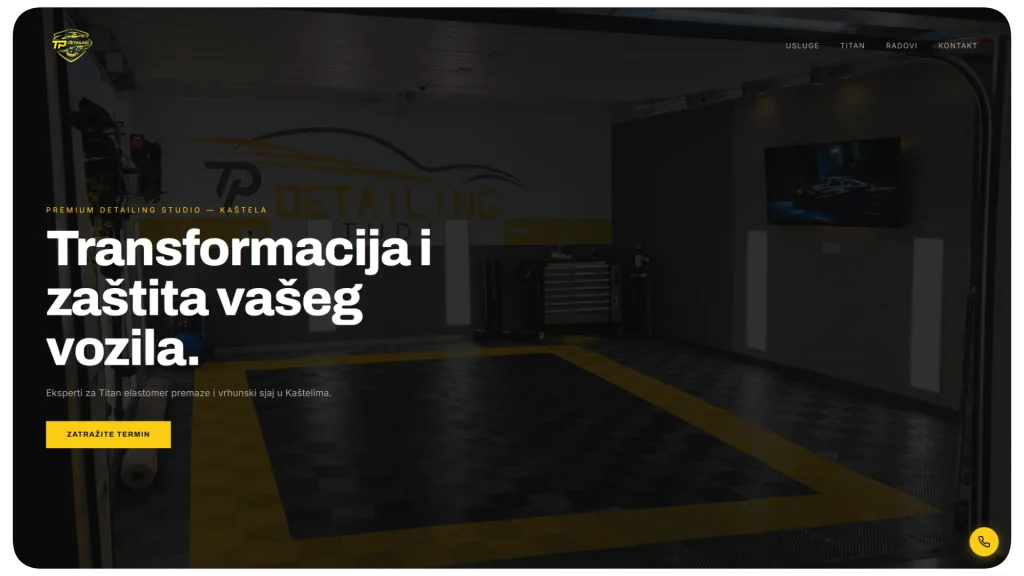 Primjer projekta izrade web stranice za car detailing u Kaštelima, Split