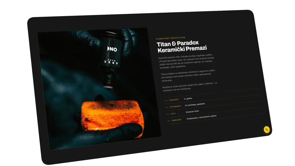 Mockup izrade web stranice za car detailing u Kaštelima, Split